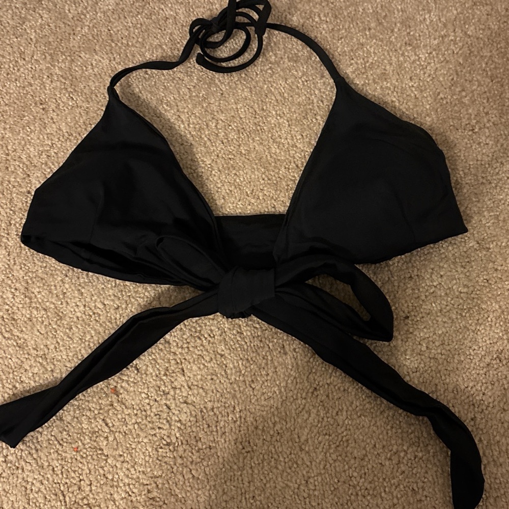 black bikini top tie in front